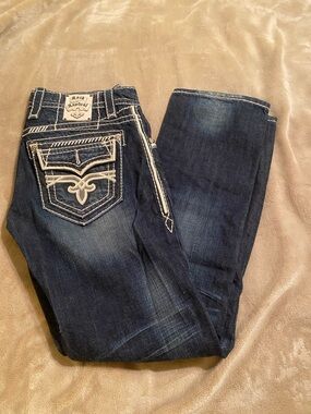 Rock Revival Dark Indigo Jeans with White Trim